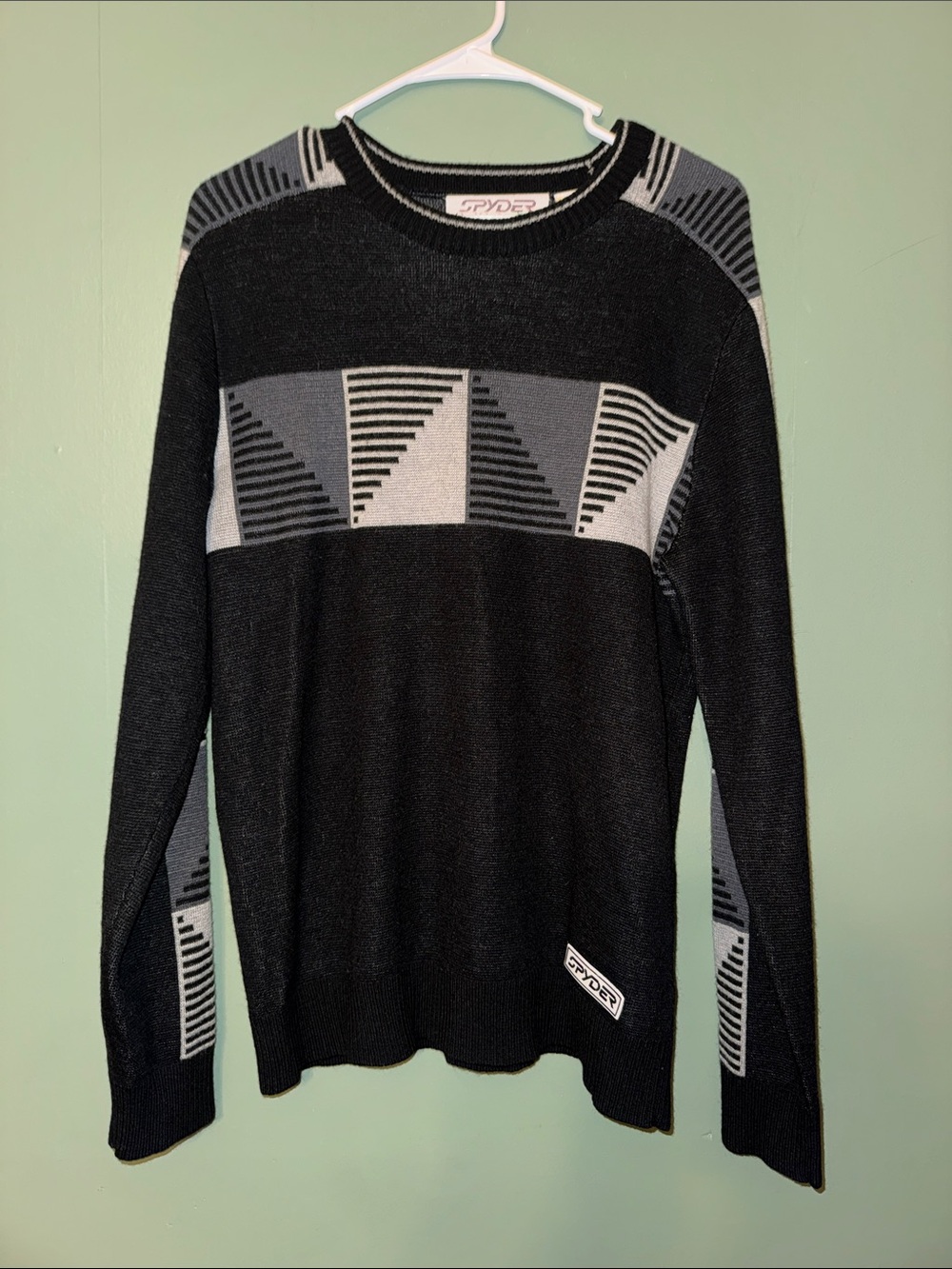 Spyder Men’s Classic Crewneck Sweater Wool Blend Vintage Inspired Medium